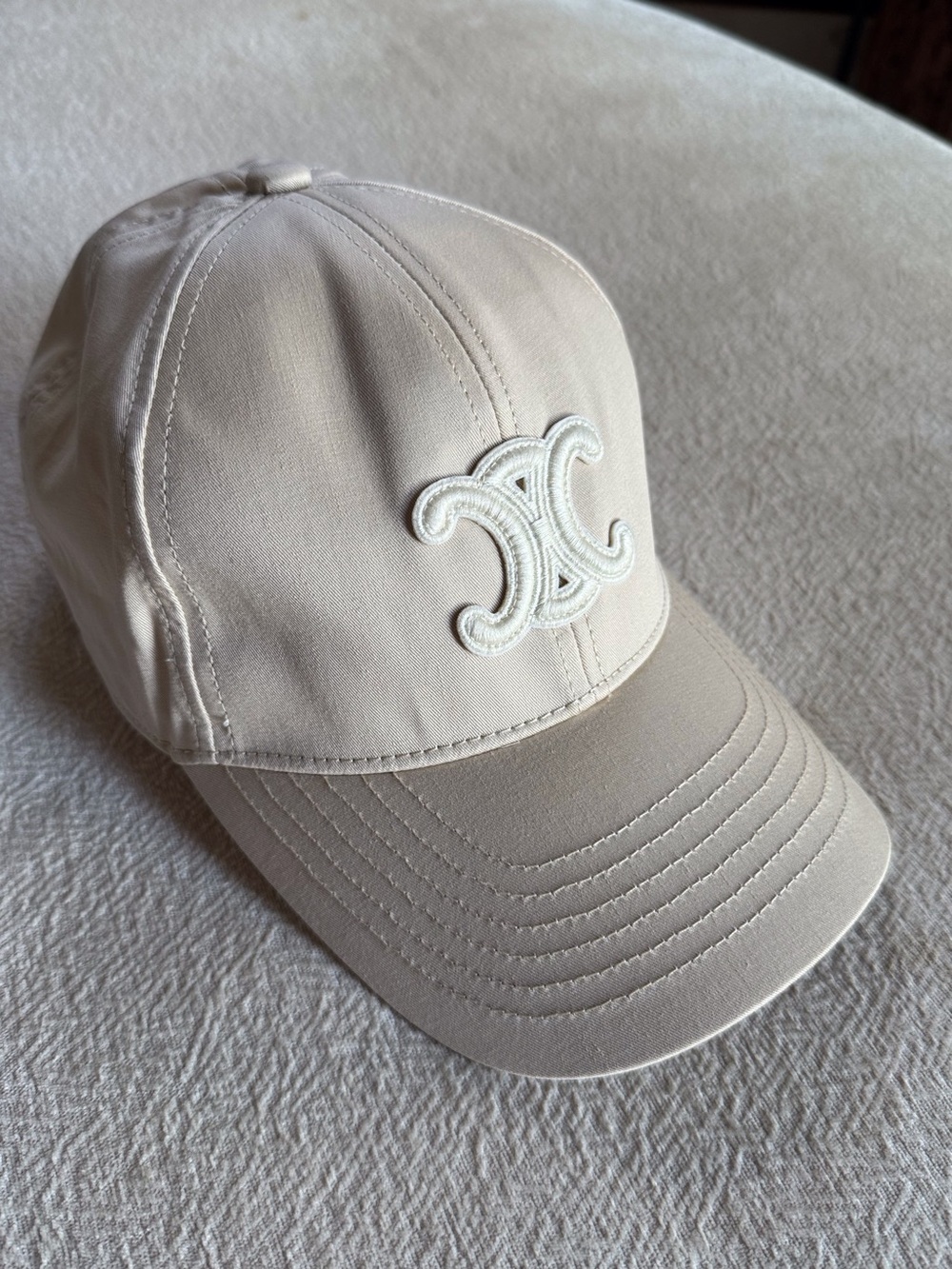 Fashion Beige / Khaki Baseball Cap Hat with Embroidered Logo - Picture 5 of 6